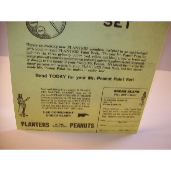 Mr Peanut Vintage Paint Set Planters Paper Sales Flyer 1955 Original Advertising - Picture 6 of 8